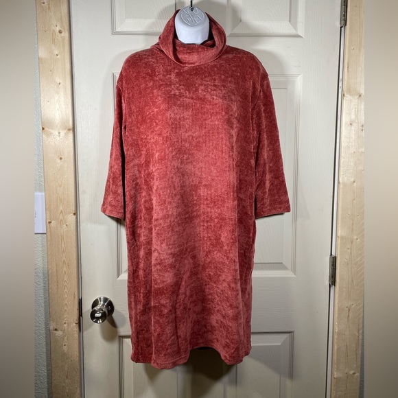 Cozy Long Sleeve Rust Dress - Picture 1 of 6